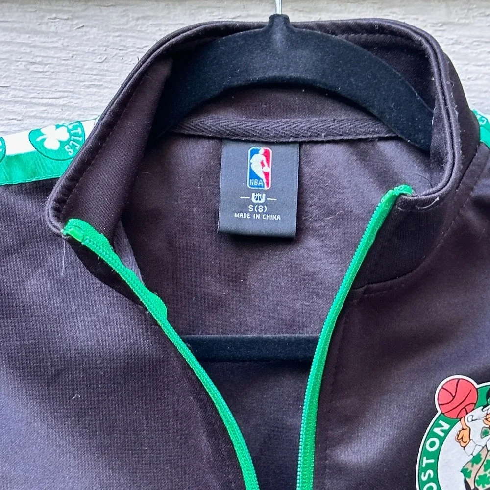 NBA Boston Celtics Kids Black Green Full Zip Track Jacket Icer Brands Size S 8